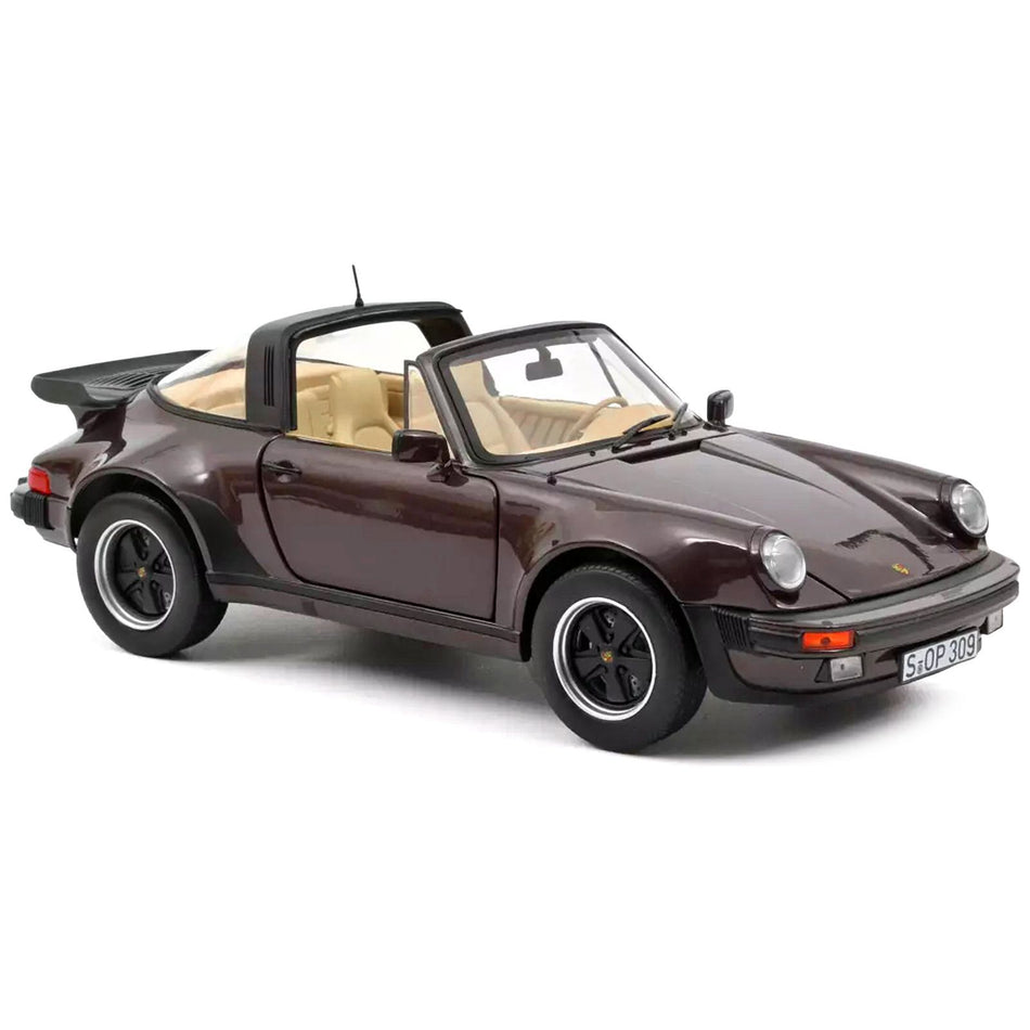 1987 Porsche 911 Turbo Targa 3.3 Convertible Brown Metallic with Black Top 1/18 Diecast Model Car by Norev