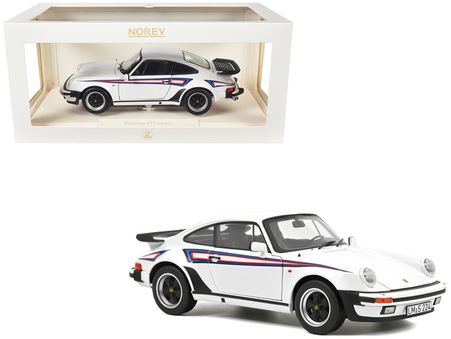 1980 Porsche 911 Turbo 3.3 White with Blue and Red Graphics 1/18 Diecast Model Car by Norev