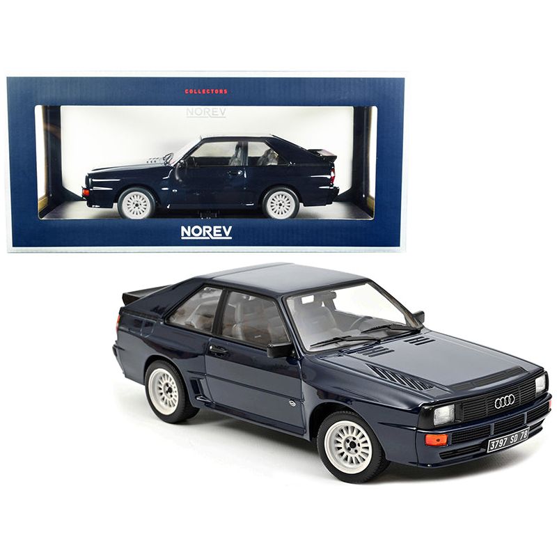 1985 Audi Sport Quattro Coupe Dark Blue 1/18 Diecast Model Car by Norev