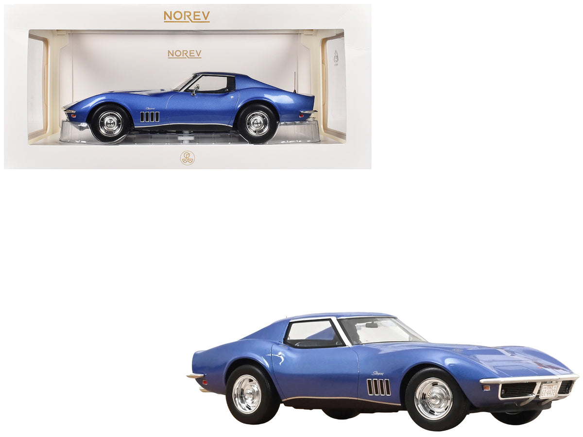 1969 Chevrolet Corvette Coupe Le Mans Blue Metallic with Blue Interior 1/18 Diecast Model Car by Norev