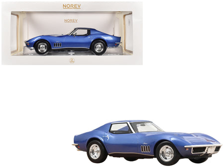 1969 Chevrolet Corvette Coupe Le Mans Blue Metallic with Blue Interior 1/18 Diecast Model Car by Norev