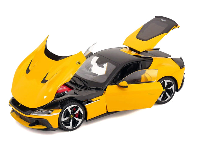 2024 Ferrari 12Cilindri Giallo Monza Yellow with Black Top 1/18 Diecast Model Car by Polistil
