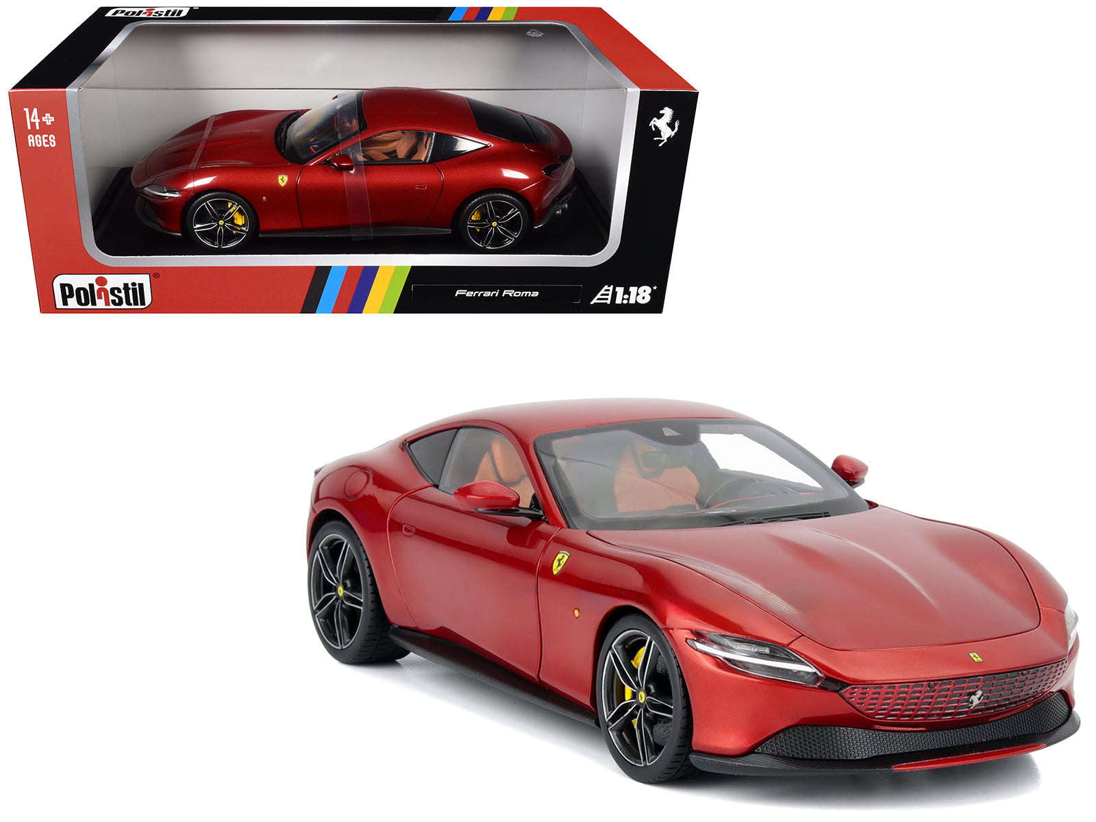 2019 Ferrari Roma Rosso Magma Red Metallic 1/18 Diecast Model Car by Polistil