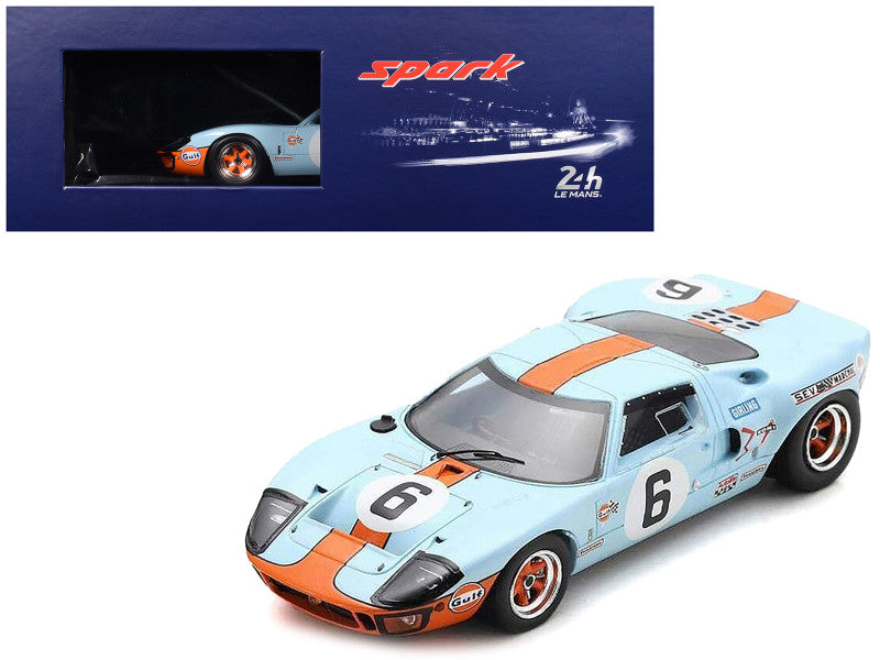 Ford GT40 #6 Jacky Ickx - Jackie Oliver "JW Automotive Engineering" Winner "24 Hours of Le Mans" (1969) with Acrylic Display Case 1/18 Model Car by Spark