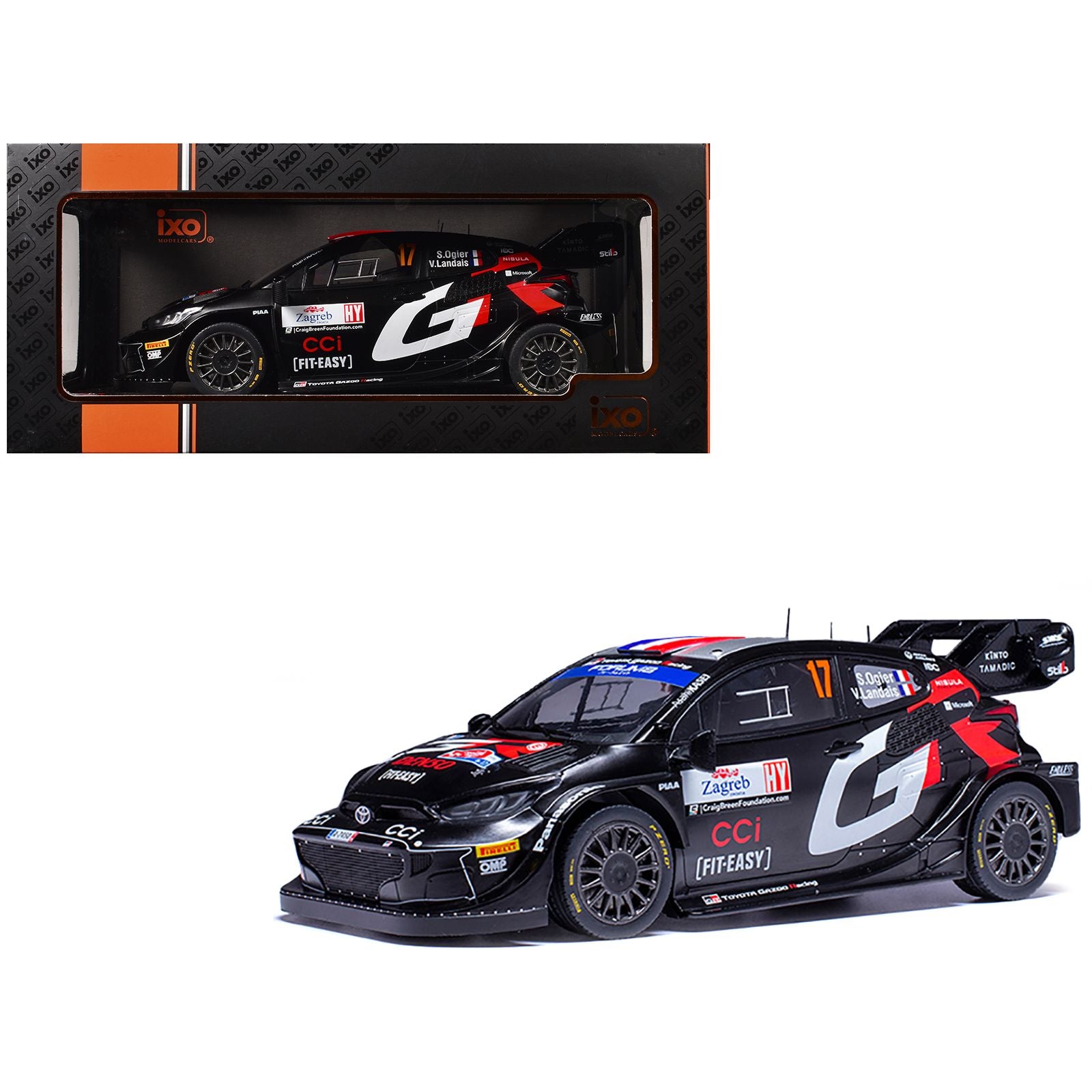 Toyota GR Yaris Rally1 Hybrid #17 Sebastien Ogier - Vincent Landais Winner "Rally Croatia" (2024) 1/18 Diecast Model Car by IXO Models