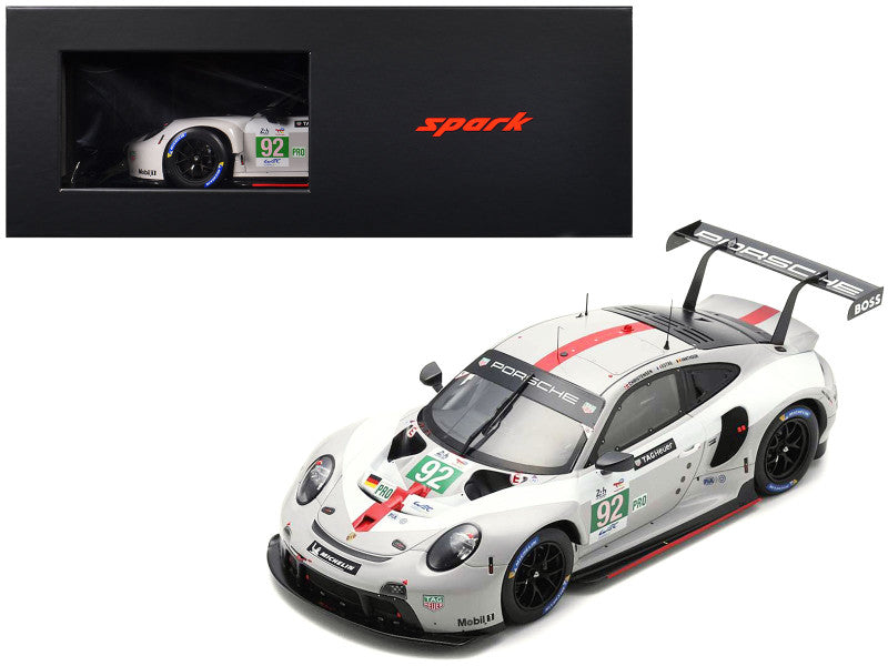 Porsche 911 RSR-19 #92 Michael Christensen - Kevin Estre - Laurens Vanthoor "Porsche GT Team" GTE Pro "24 Hours of Le Mans" (2022) with Acrylic Display Case 1/18 Model Car by Spark