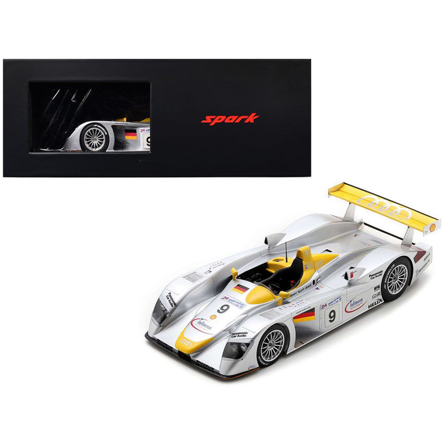 Audi R8 #9 Laurent Aiello - Allan McNish - Stephane Ortelli "Audi Sport Team Joest" 2nd Place "24 Hours of Le Mans" (2000) with Acrylic Display Case 1/18 Model Car by Spark