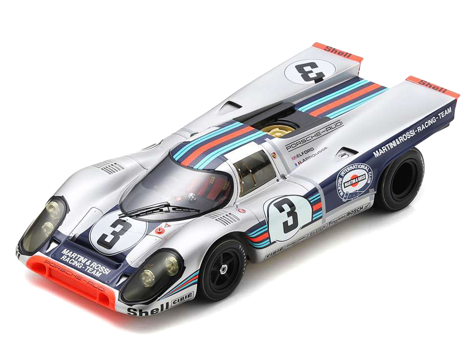 Porsche 917K #3 Vic Elford - Gerard Larrousse "Martini & Rossi Racing Team" Winner "12 Hours of Sebring" (1971) with Acrylic Display Case 1/18 Model Car by Spark