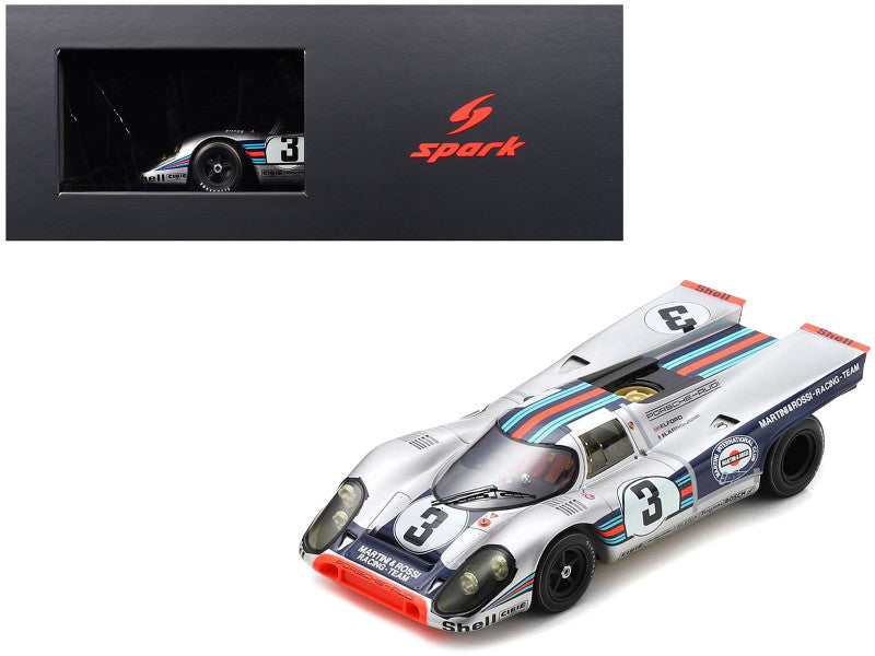 Porsche 917K #3 Vic Elford - Gerard Larrousse "Martini & Rossi Racing Team" Winner "12 Hours of Sebring" (1971) with Acrylic Display Case 1/18 Model Car by Spark