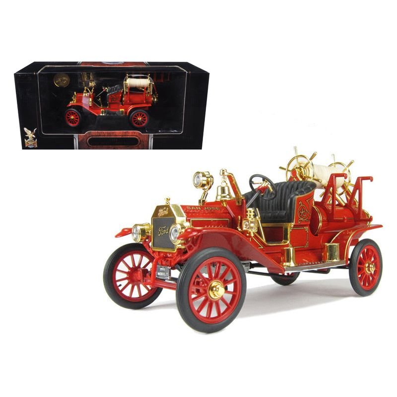 1914 Ford Model T Fire Engine Red 1/18 Diecast Model by Road Signature - Road Signature - ModelCars.com