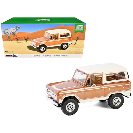 1973 Ford Bronco Hot Ginger Metallic with Cream Top "Artisan Collection" 1/18 Diecast Model Car by Greenlight