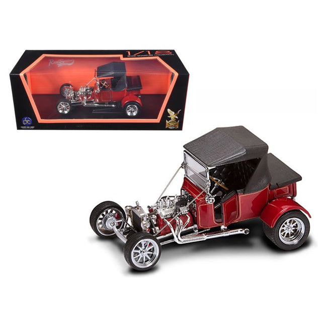 1923 Ford T - Bucket Soft Top Burgundy with Black Top 1/18 Diecast Model Car by Road Signature - Road Signature - ModelCars.com