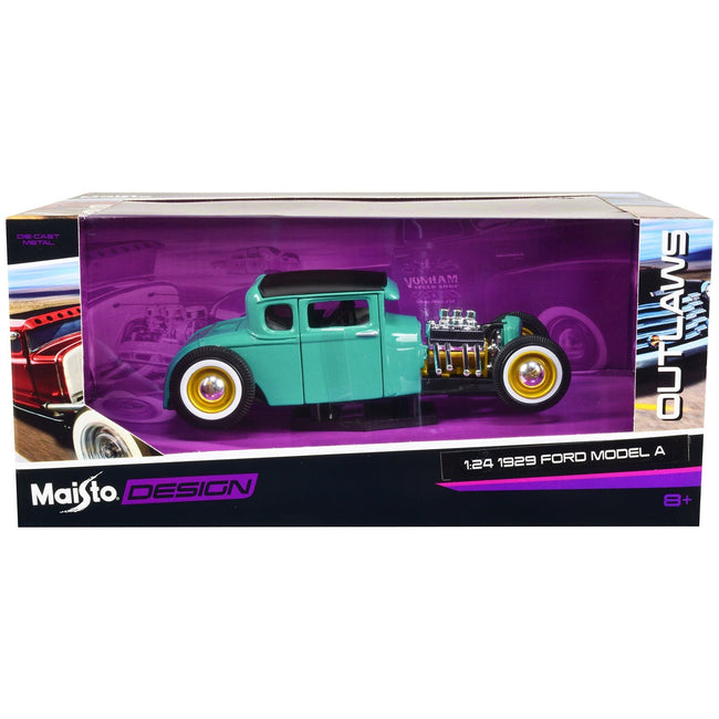 1929 Ford Model A Green with Matt Black Top "Outlaws" Series 1/24 Diecast Model Car by Maisto - Maisto - ModelCars.com