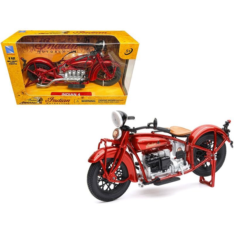 1930 Indian 4 Red 1/12 Diecast Motorcycle Model by New Ray - New Ray - ModelCars.com