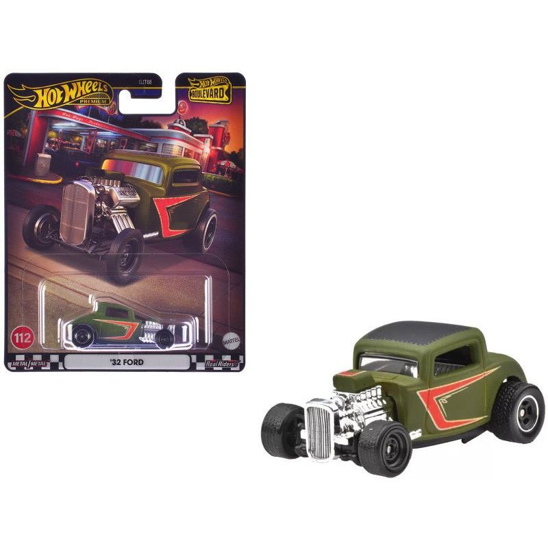 1932 Ford Hot Rod Matt Green with Graphics "Boulevard" Series Diecast Model Car by Hot Wheels-Hotwheels-ModelCars.com