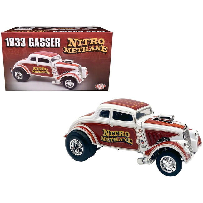 1933 Gasser "Nitro Methane" White and Brown Limited Edition to 348 pieces Worldwide 1/18 Diecast Model Car by ACME-Acme-ModelCars.com