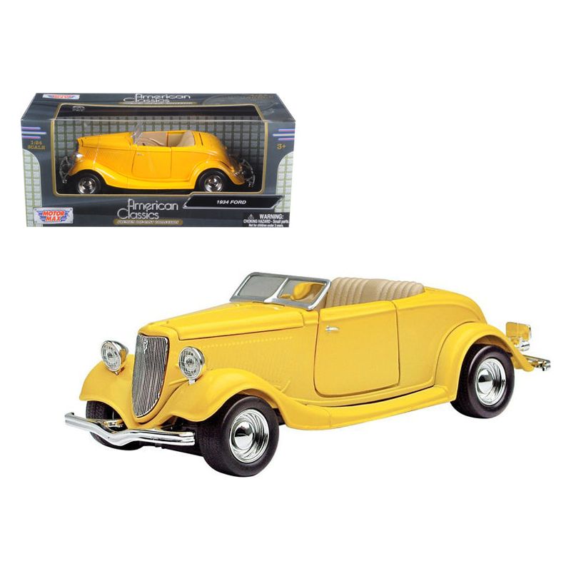 1934 Ford Coupe Yellow 1/24 Diecast Car Model by Motormax - Motormax - ModelCars.com