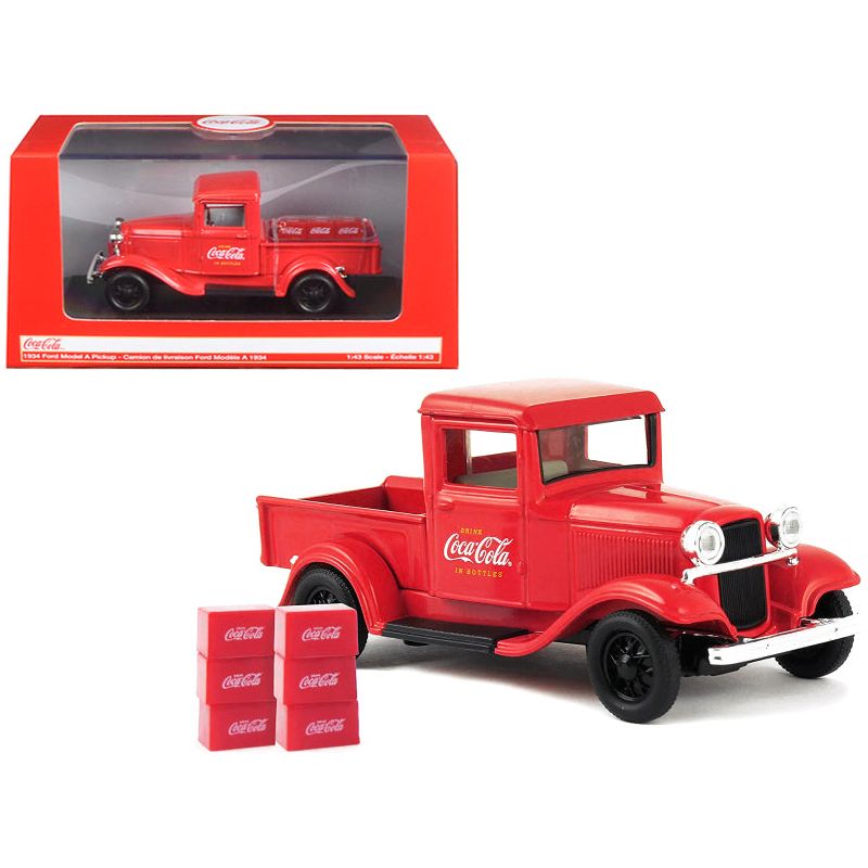 1934 Ford Model A Pickup Truck Red with 6 Bottle Cartons "Coca - Cola" 1/43 Diecast Model Car by Motorcity Classics - Motorcity Classics - ModelCars.com