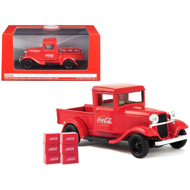 1934 Ford Model A Pickup Truck Red with 6 Bottle Cartons "Coca - Cola" 1/43 Diecast Model Car by Motorcity Classics - Motorcity Classics - ModelCars.com