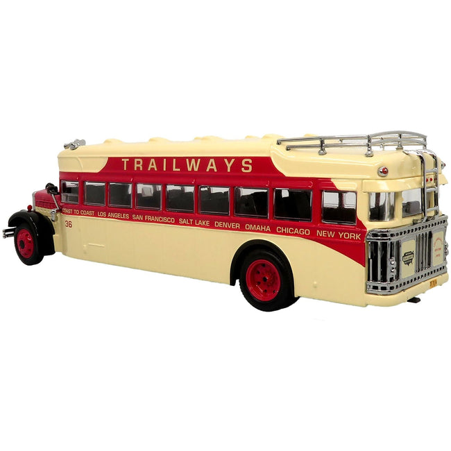 1935 Mack BK Coach Bus "Trailways" Beige and Red "Vintage Bus & Motorcoach Collection" Limited Edition to 504 pieces Worldwide 1/64 Diecast Model by Iconic Replicas-Iconic Replicas-ModelCars.com