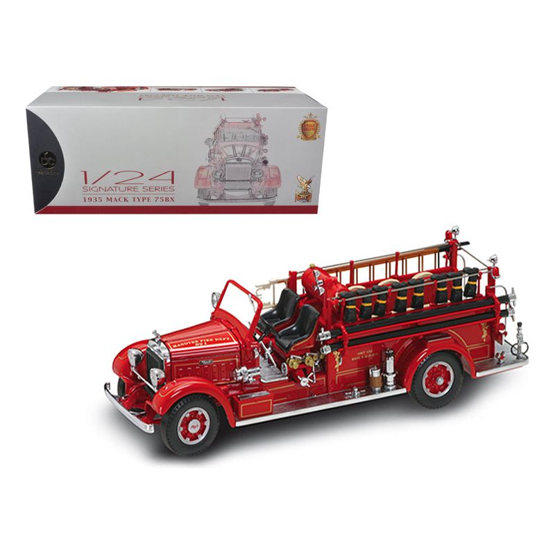 1935 Mack Type 75BX Fire Engine Truck Red with Accessories 1/24 Diecast Model by Road Signature - Road Signature - ModelCars.com