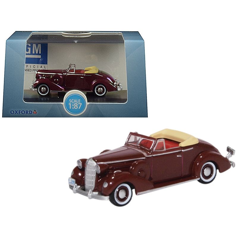 1936 Buick Special Convertible Coupe Cardinal Maroon 1/87 (HO) Scale Diecast Model Car by Oxford Diecast - Oxford Diecast - ModelCars.com