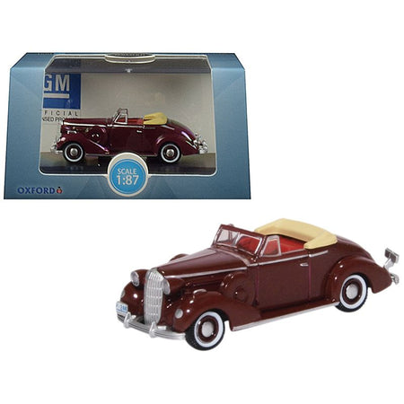1936 Buick Special Convertible Coupe Cardinal Maroon 1/87 (HO) Scale Diecast Model Car by Oxford Diecast-Oxford Diecast-ModelCars.com