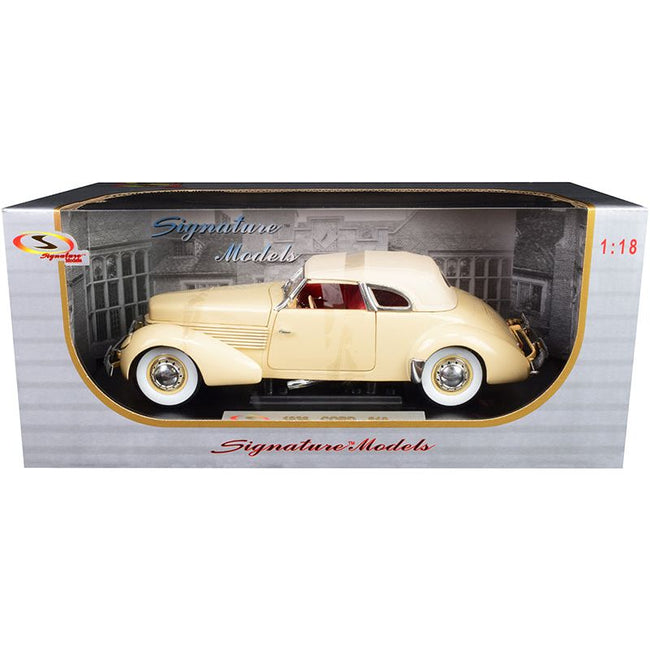 1936 Cord 810 Coupe Yellow with Cream Top and Red Interior 1/18 Diecast Model Car by Signature Models - Signature Models - ModelCars.com