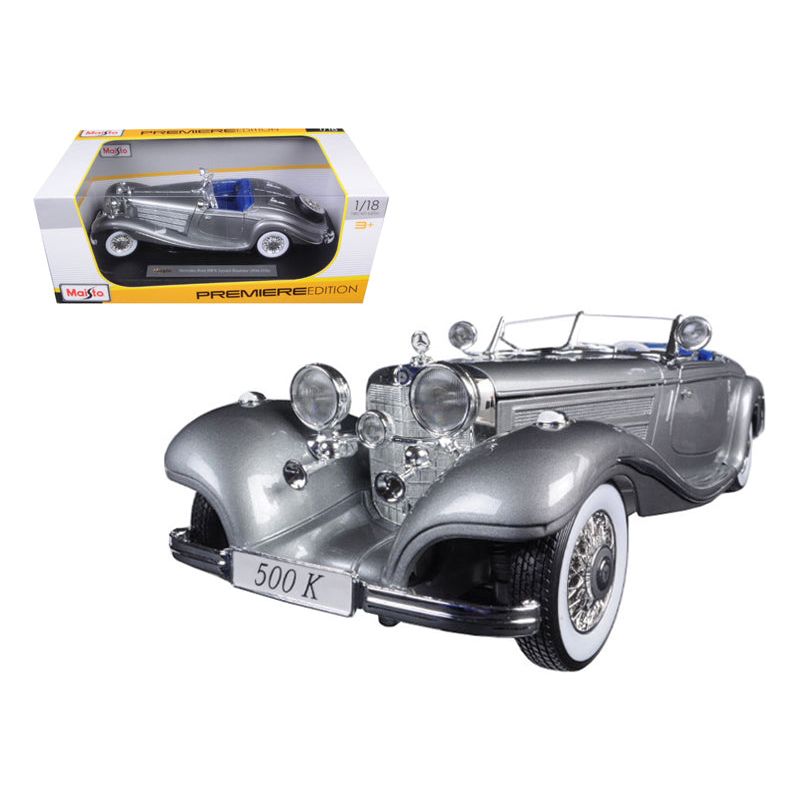 1936 Mercedes 500K Special Roadster Grey 1/18 Diecast Model Car by Maisto - Maisto - ModelCars.com