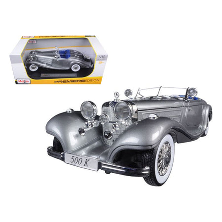 1936 Mercedes 500K Special Roadster Grey 1/18 Diecast Model Car by Maisto - Maisto - ModelCars.com