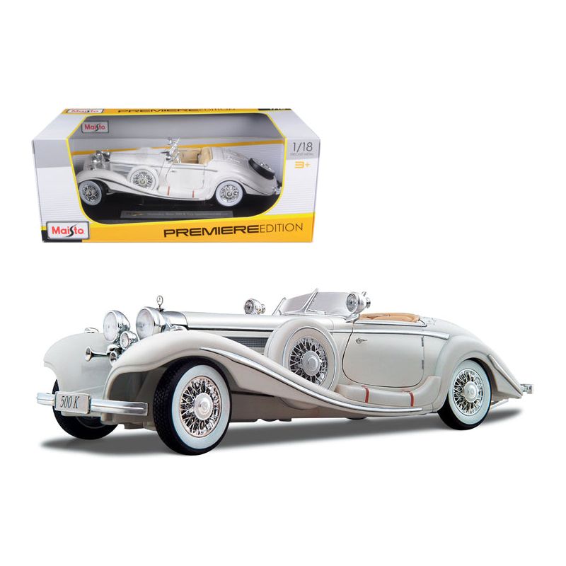 1936 Mercedes Benz 500 K Special Roadster White 1/18 Diecast Model Car by Maisto - Maisto - ModelCars.com