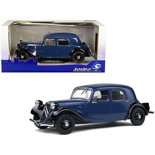 1937 Citroen Traction Dark Blue and Black 1/18 Diecast Model Car by Solido - Solido - ModelCars.com