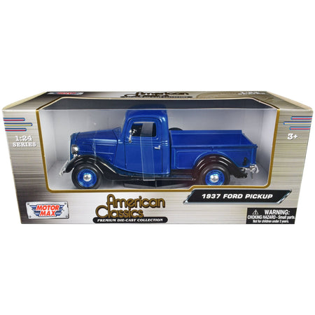 1937 Ford Pickup Truck Blue Metallic and Black "American Classics" 1/24 Diecast Model Car by Motormax - Motormax - ModelCars.com