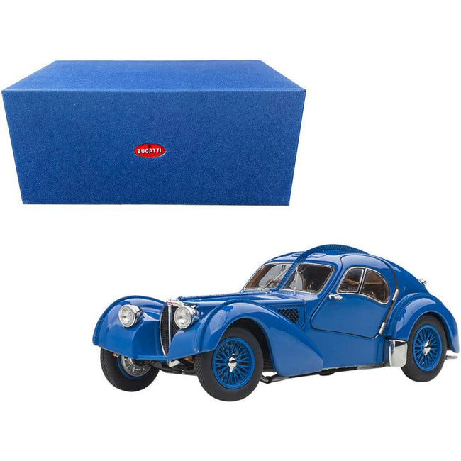 1938 Bugatti Type 57SC Atlantic with Metal Wire - Spoke Wheels Blue 1/43 Diecast Model Car by Autoart - Autoart - ModelCars.com