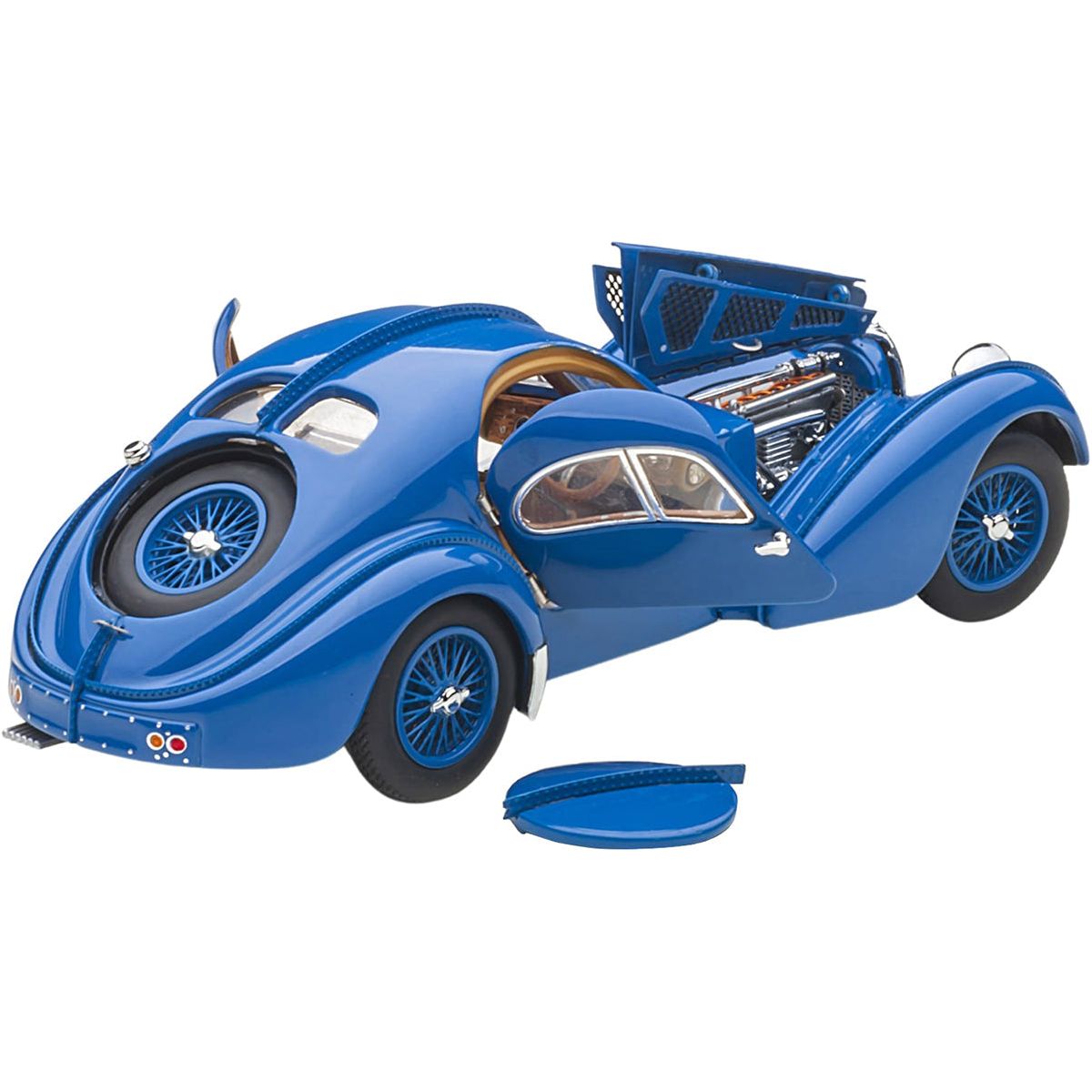 1938 Bugatti Type 57SC Atlantic with Metal Wire - Spoke Wheels Blue 1/43 Diecast Model Car by Autoart - Autoart - ModelCars.com