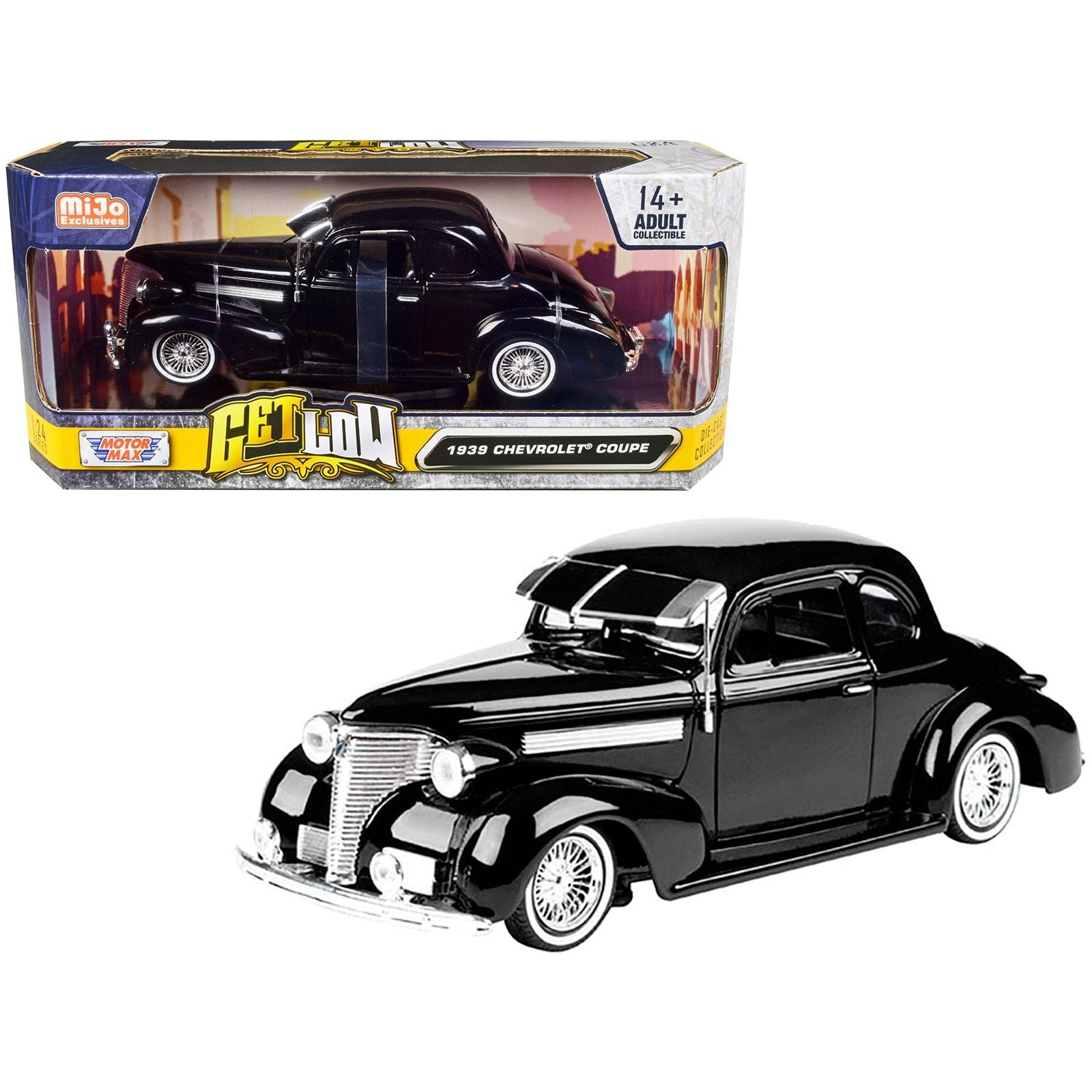1939 Chevrolet Coupe Lowrider Black "Get Low" Series 1/24 Diecast Model Car by Motormax - Motormax - ModelCars.com