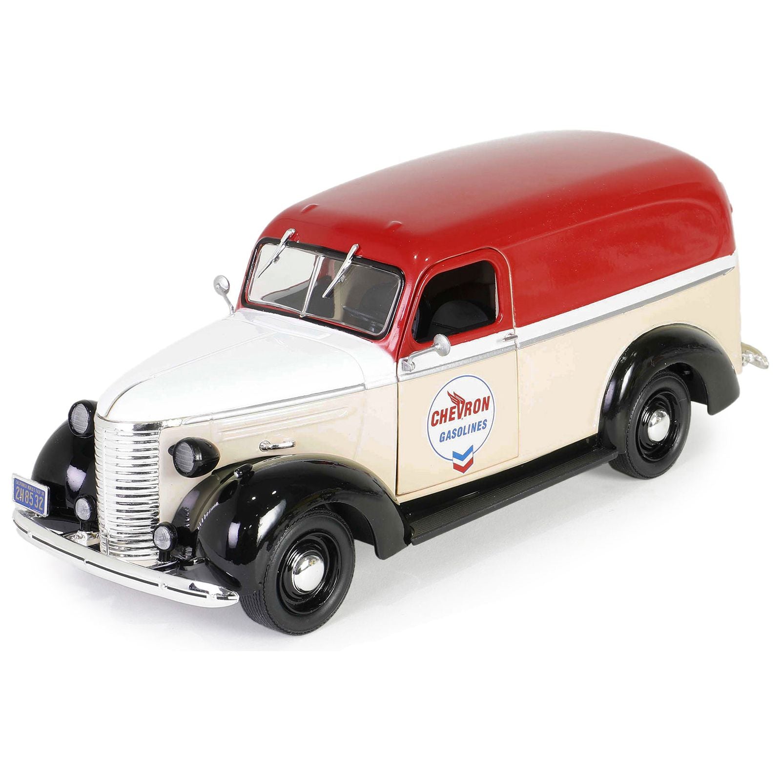 1939 Chevrolet Panel Truck "Chevron Gasolines" Red and Beige with White Hood and Stripes "Running on Empty" Series 7 1/24 Diecast Model Car by Greenlight - Greenlight - ModelCars.com