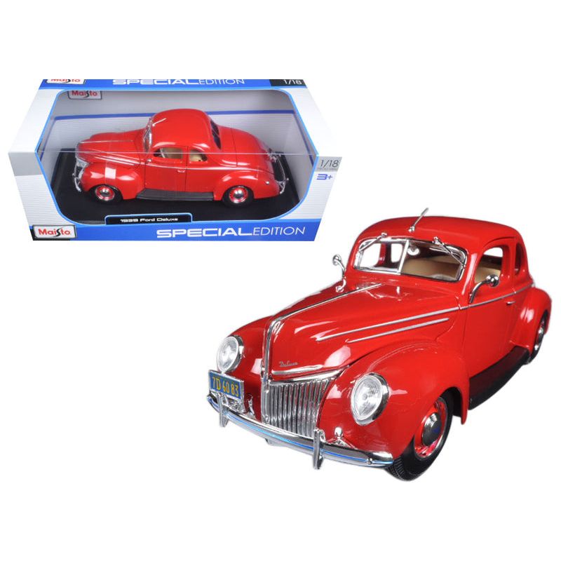 1939 Ford Deluxe Tudor Red 1/18 Diecast Model Car by Maisto - Maisto - ModelCars.com