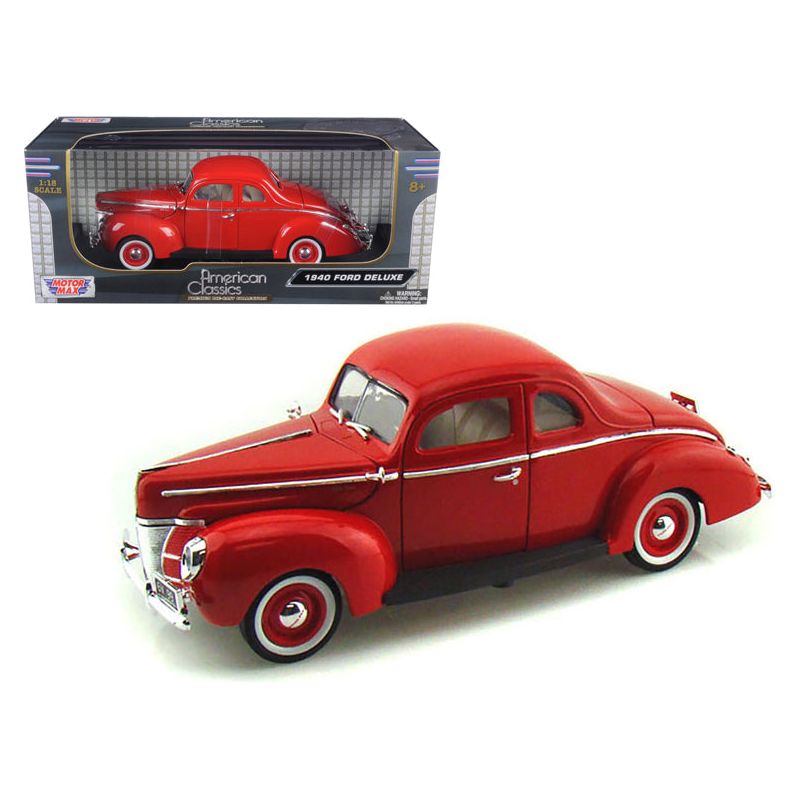 1940 Ford Deluxe Red "American Classics" Series 1/18 Diecast Model Car by Motormax - Motormax - ModelCars.com