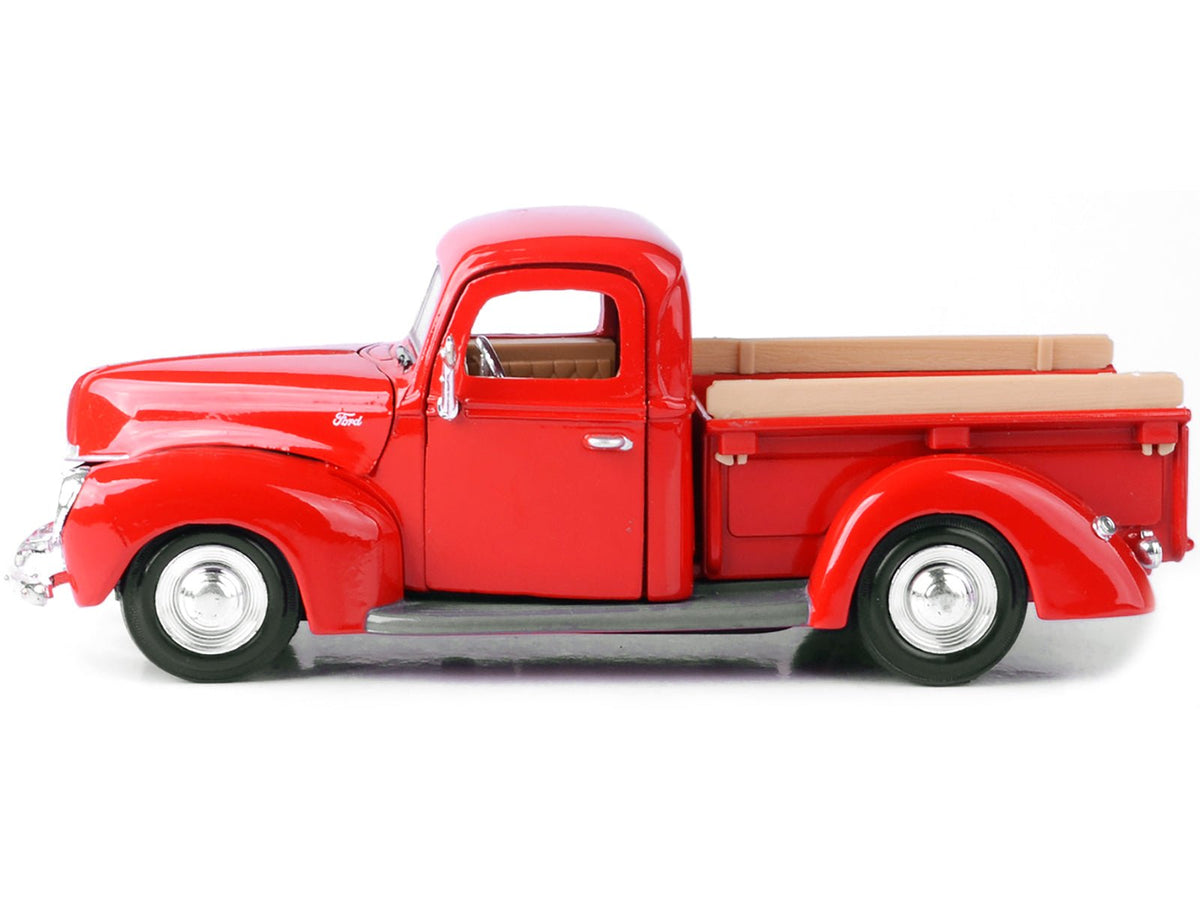 1940 Ford Pickup Truck Red 1/24 Diecast Model Car by Motormax-Motormax-ModelCars.com