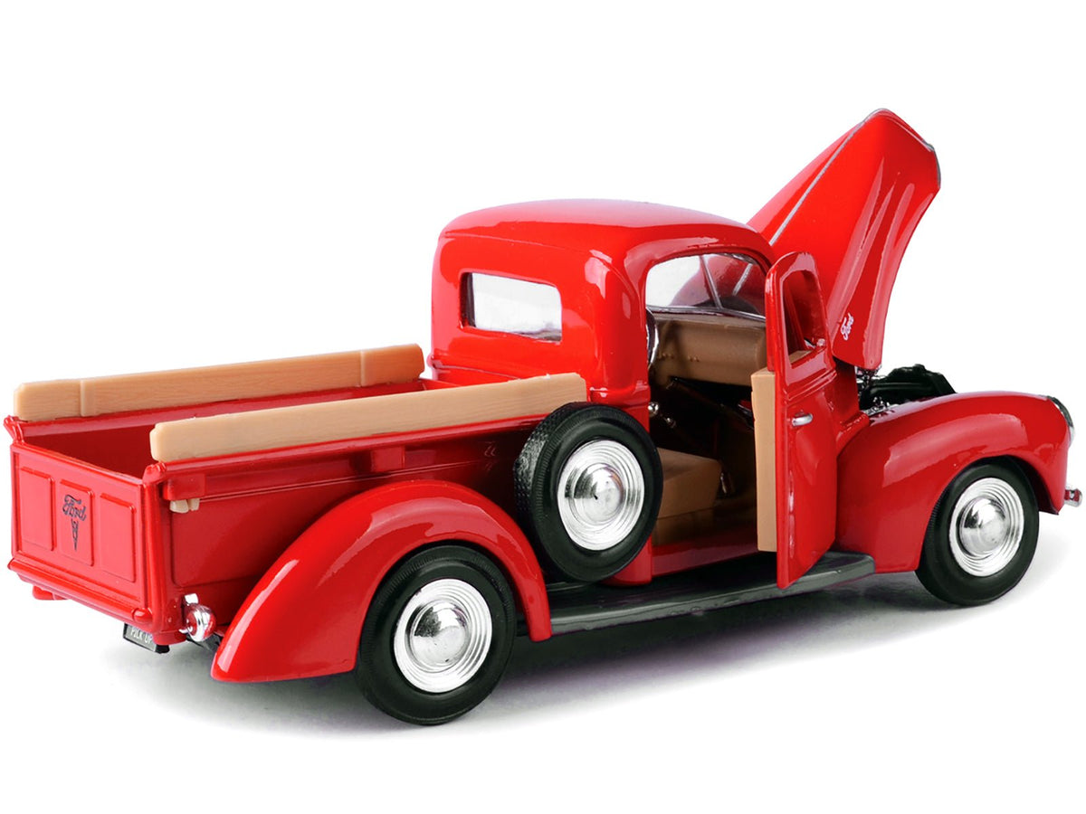 1940 Ford Pickup Truck Red 1/24 Diecast Model Car by Motormax-Motormax-ModelCars.com