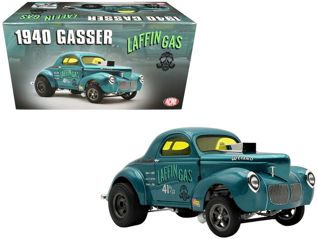 1940 Gasser "Laffin Gas" Teal Metallic with Graphics Limited Edition to 306 pieces Worldwide 1/18 Diecast Model Car by ACME-Acme-ModelCars.com