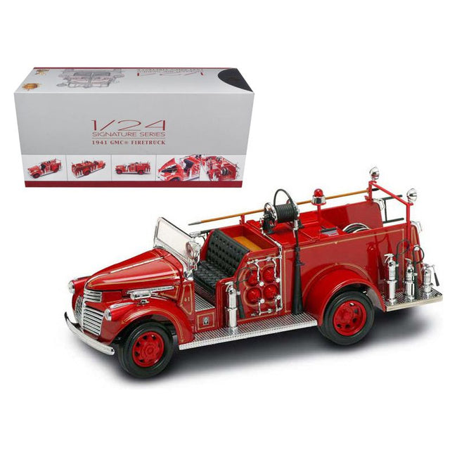 1941 GMC Fire Engine Red with Accessories 1/24 Diecast Model Car by Road Signature - Road Signature - ModelCars.com