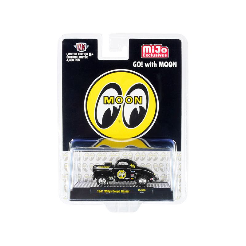 1941 Willys Coupe Gasser Black "Mooneyes" Limited Edition to 4400 pieces Worldwide 1/64 Diecast Model Car by M2 Machines-M2-ModelCars.com