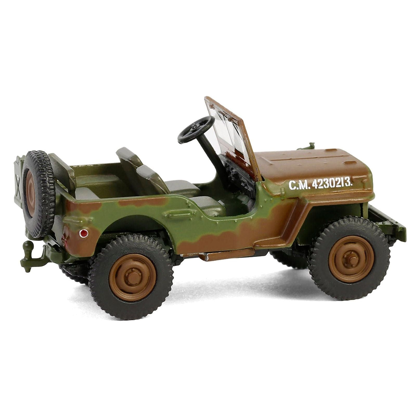 1942 Willys Jeep MB "1st Canadian Tank Brigade Three Rivers Regiment England" Green and Brown Camouflage "Battalion 64" Series 1/64 Diecast Model Car by Greenlight - Greenlight - ModelCars.com