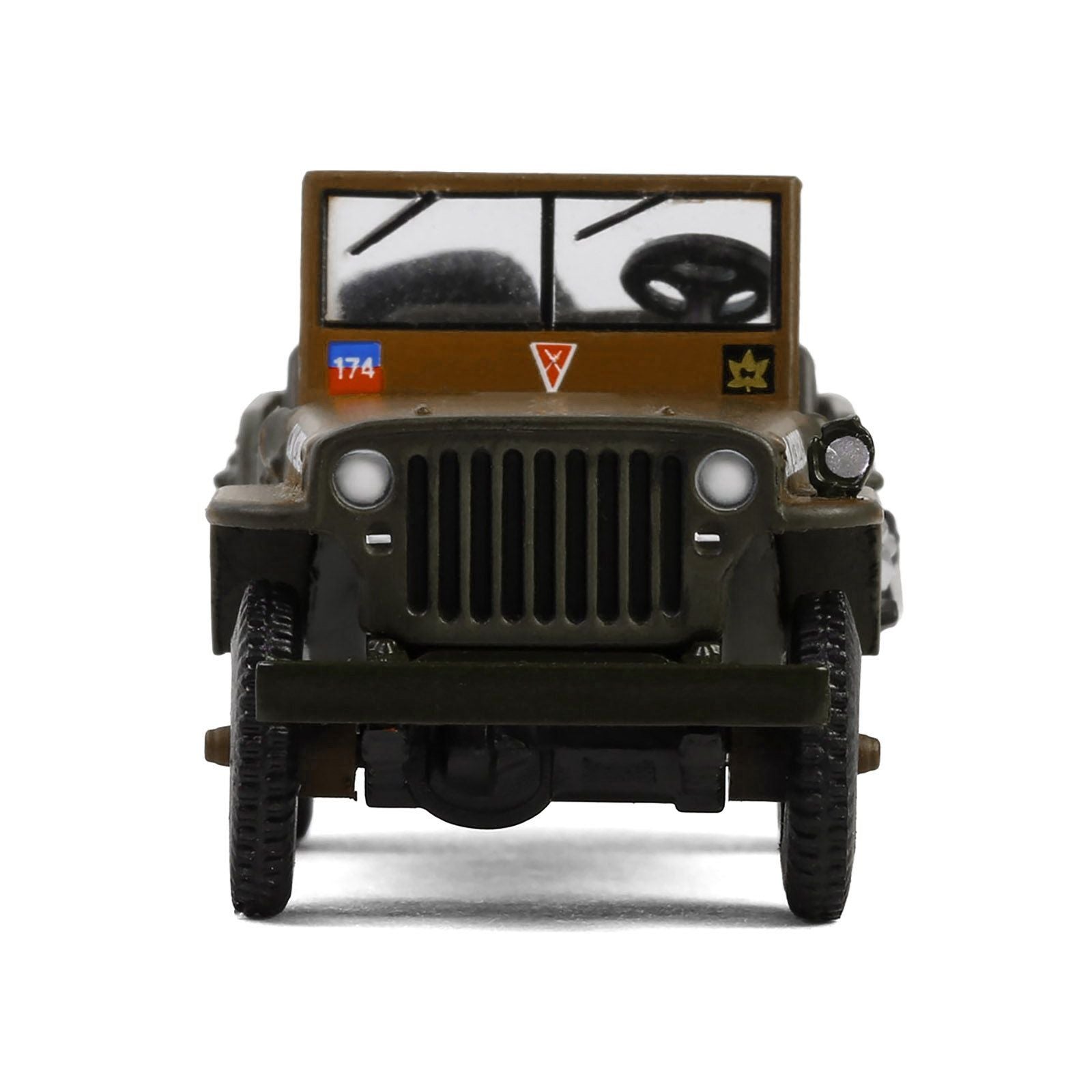 1942 Willys Jeep MB "1st Canadian Tank Brigade Three Rivers Regiment England" Green and Brown Camouflage "Battalion 64" Series 1/64 Diecast Model Car by Greenlight - Greenlight - ModelCars.com