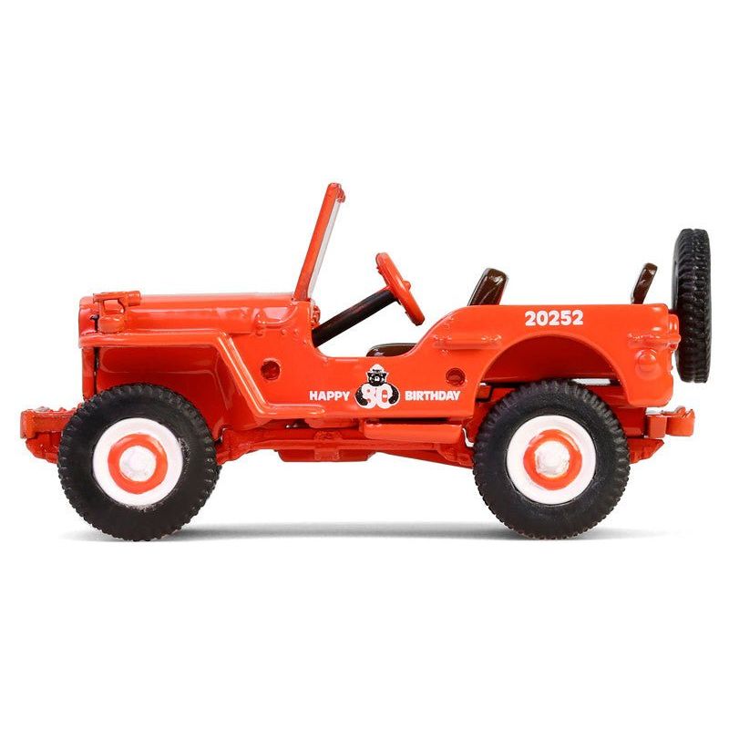 1944 Willys MB Jeep Red "Smokey Bear 80th Anniversary" "Anniversary Collection" Series 17 1/64 Diecast Model Car by Greenlight - Greenlight - ModelCars.com