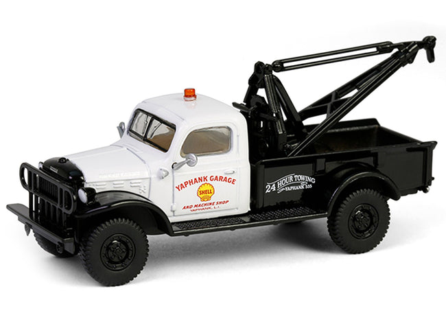 1945 Dodge Power Wagon Wrecker Tow Truck "Shell Oil" White and Black "Running on Empty" Series 17 1/64 Diecast Model Car by Greenlight-Greenlight-ModelCars.com