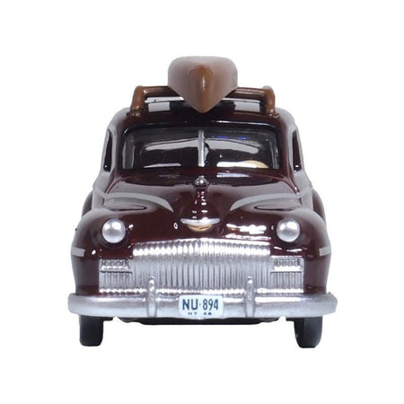 1946 DeSoto Suburban with Roof Rack and Canoe Royal Maroon 1/87 (HO) Scale Diecast Model Car by Oxford Diecast-Oxford Diecast-ModelCars.com