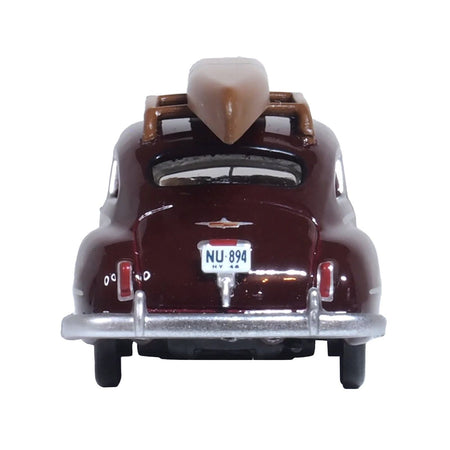 1946 DeSoto Suburban with Roof Rack and Canoe Royal Maroon 1/87 (HO) Scale Diecast Model Car by Oxford Diecast - Oxford Diecast - ModelCars.com